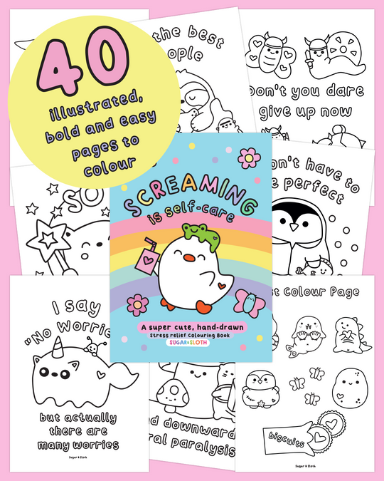 *PDF Download* Screaming is Self-Care: The Colouring Book - 40 Bold and Easy Colouring Pages - No Swear Words