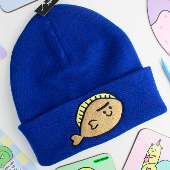 Flatfish Frank Royal Blue Embroidered Beanie