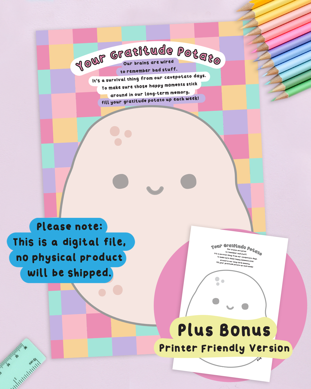 Digital Download PDF: Your Gratitude Potato Worksheet Download