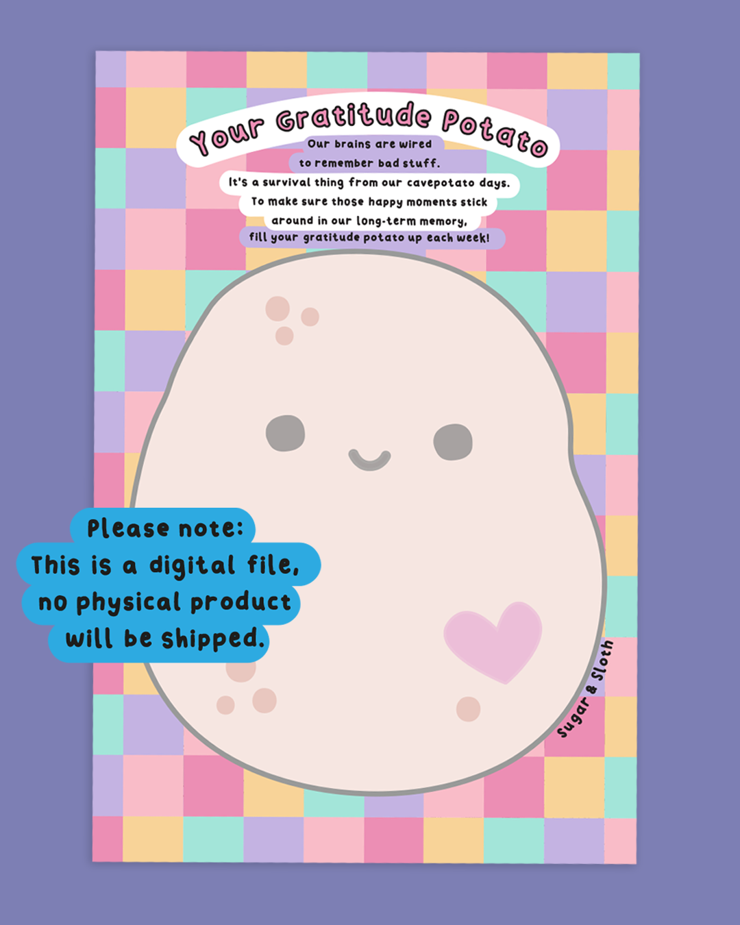 Digital Download PDF: Your Gratitude Potato Worksheet Download
