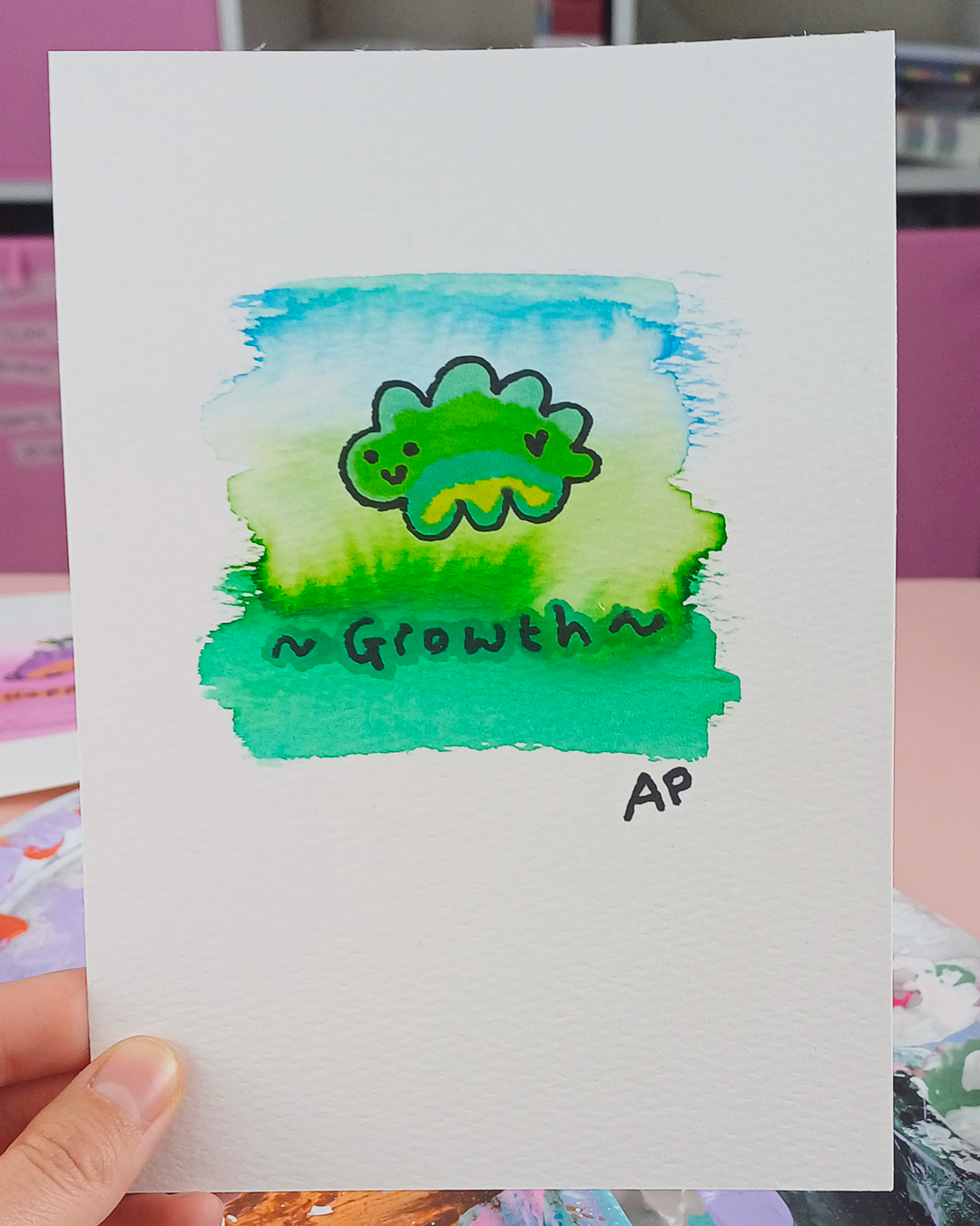 Mini Manifestation 4/6: Growth - Watercolour and Ink original artwork on A5 textured cotton art paper