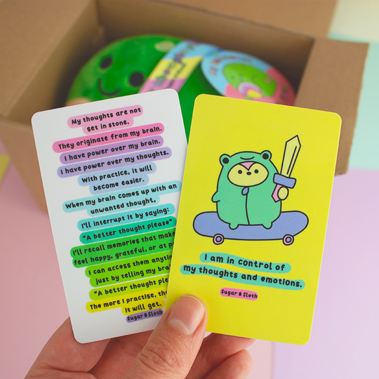 Happier Thoughts: Your Emotional Support Frog Zip Plushie with Calm Cards & Lanyard