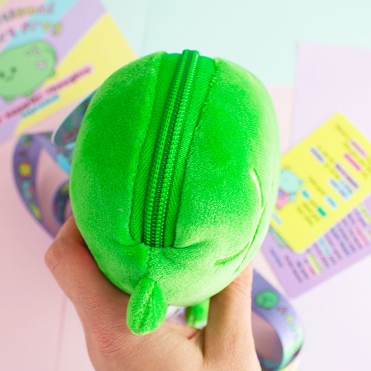 Happier Thoughts: Your Emotional Support Frog Zip Plushie with Calm Cards & Lanyard