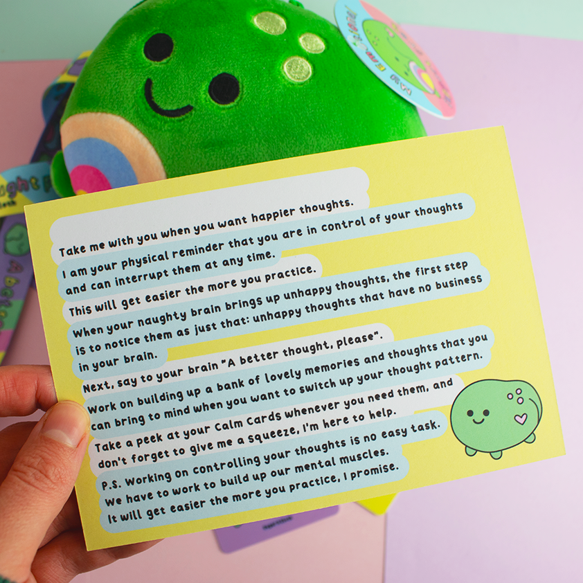 Happier Thoughts: Your Emotional Support Frog Zip Plushie with Calm Cards & Lanyard