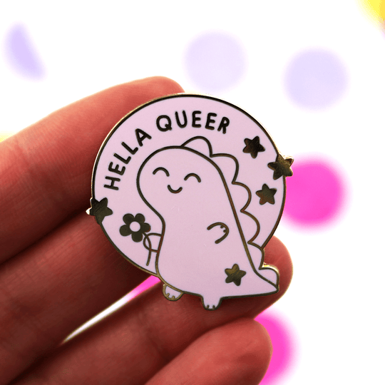 Hella Queer Dinosaur Enamel Pin