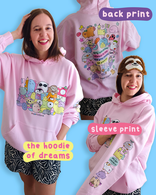 Hoodie of Dreams - Front, Back AND Sleeve Print - Candy Floss - Free UK, USA and EU Shipping