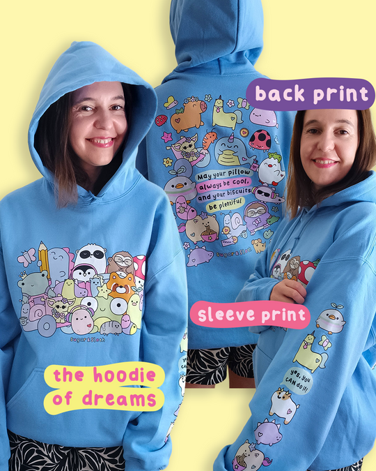 Hoodie of Dreams - Front, Back AND Sleeve Print - Jordy blue - Free UK, USA and EU Shipping