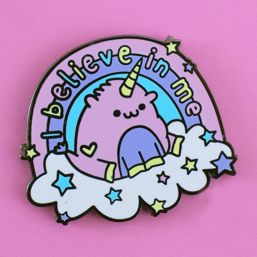 I Believe in Me Chonky Unicorn Enamel Pin