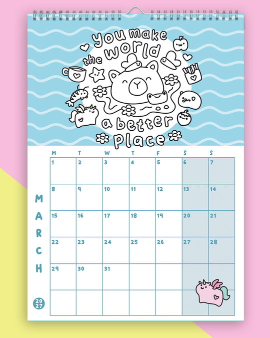 Pre-Order: The 2027 Sugar & Sloth Colour-in Wall Calendar - FREE UK shipping