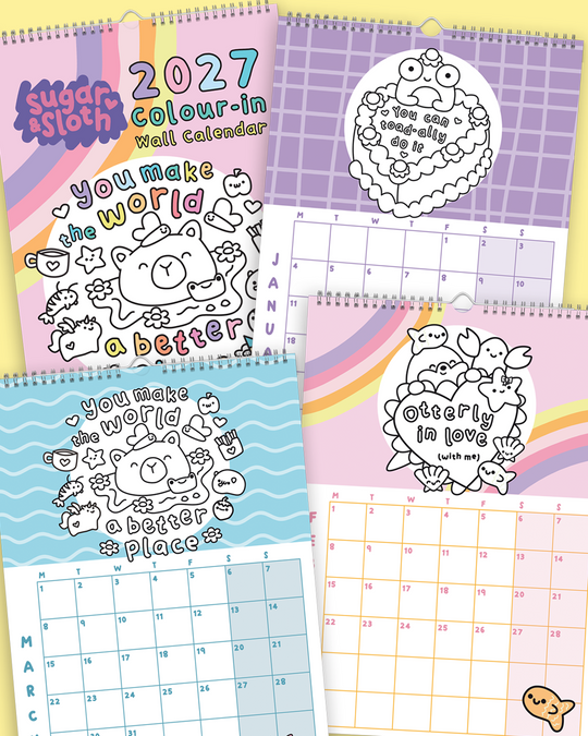 Pre-Order: The 2027 Sugar & Sloth Colour-in Wall Calendar - FREE UK shipping