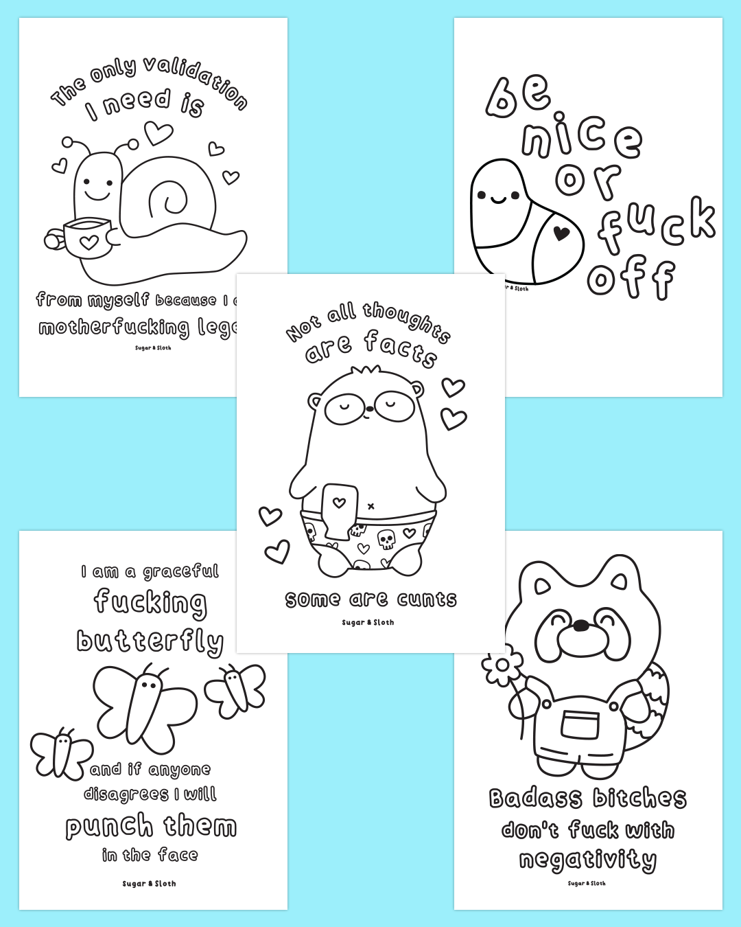 *PDF Download* Love Yourself You Stupid Bitch: The Colouring Book - 40 Bold and Easy Colouring Pages - SUPER SWEARY