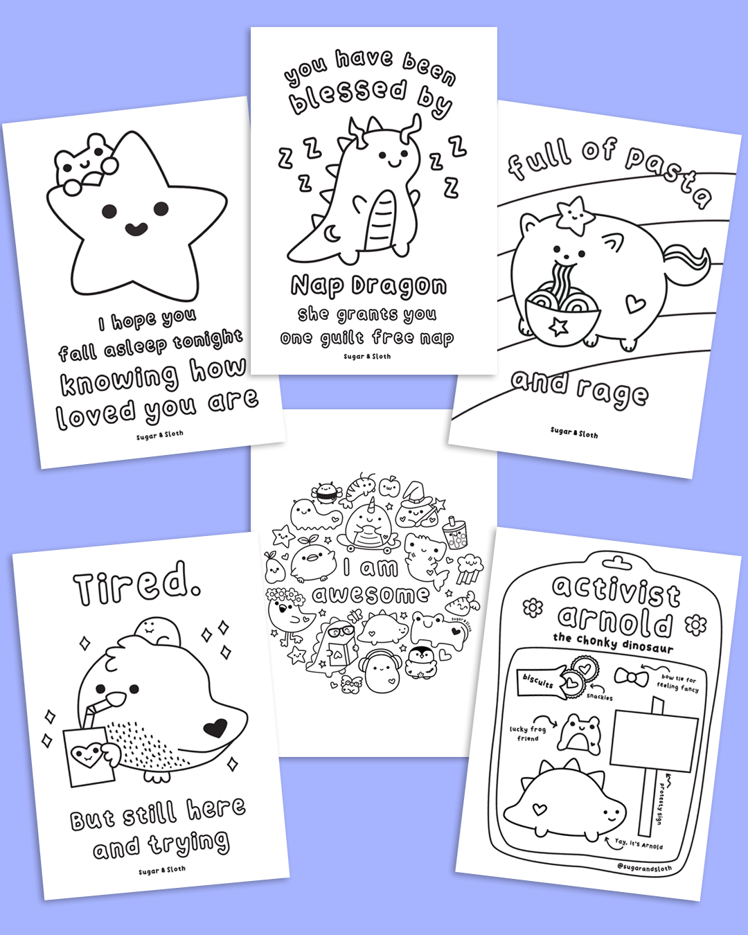 *PDF Download* Full of Pasta and Rage - 12 Bold and Easy Colouring Pages - No Swear Words