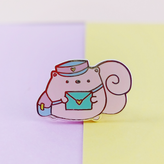 Squirrel Postie Enamel Pin