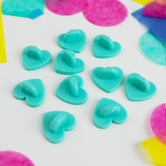 10 Turquoise Heart Rubber Enamel Pin Backs