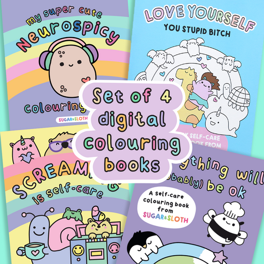 Bundle of all 4 Digital PDF Colouring Books - Includes sweary and non-sweary books