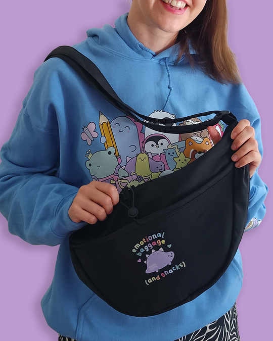 Arnold the Dinosaur everyday crossbody bag - Midnight Black - Free UK, USA and EU Shipping