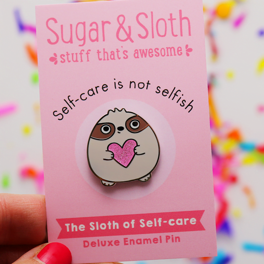 Sloth of Self-Care Enamel Pin