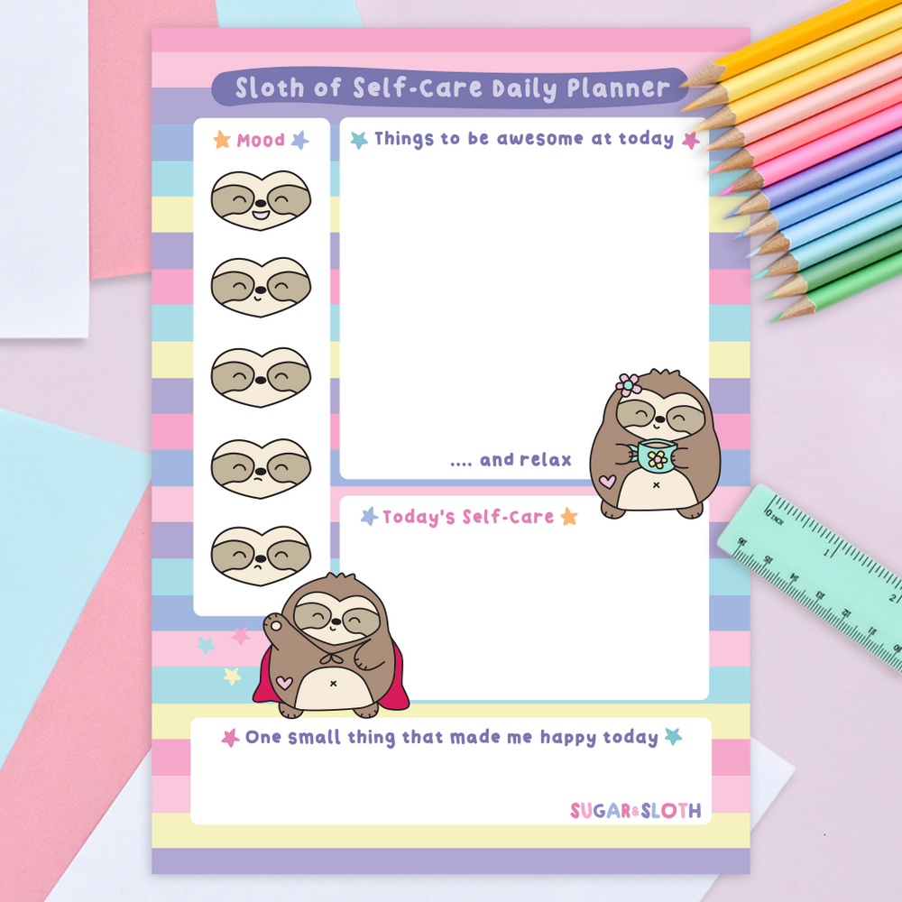 Digital Download PDF: Sloth of Self-Care Daily Planner