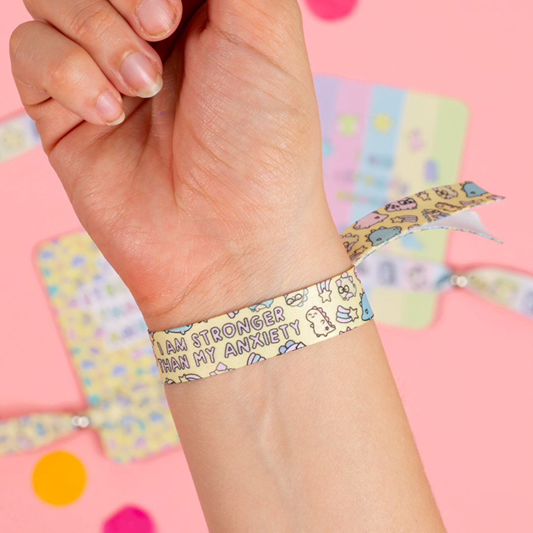 I Am Stronger Than My Anxiety Fabric Wristband Mini Print