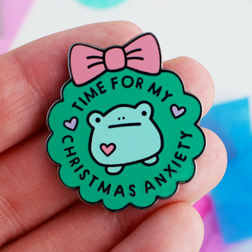 Time For My Christmas Anxiety Froggo Enamel Pin