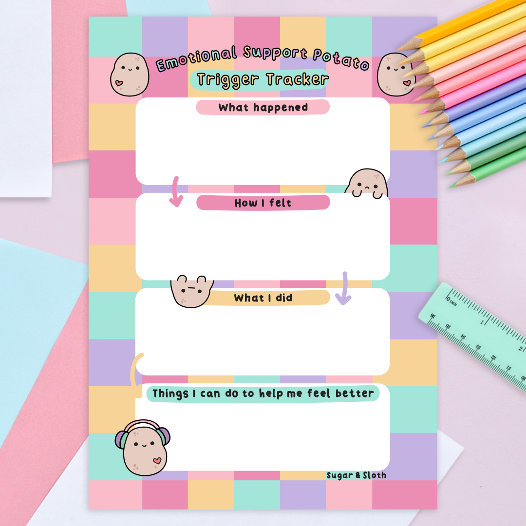 Digital Download PDF: Trigger Tracker with your Emotional Support Potato