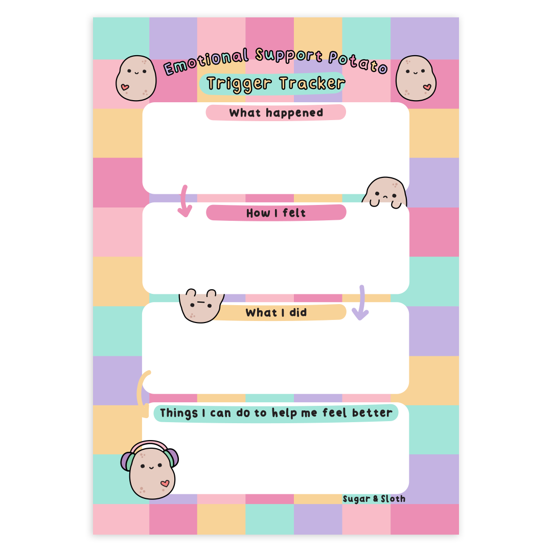 Digital Download PDF: Trigger Tracker with your Emotional Support Potato
