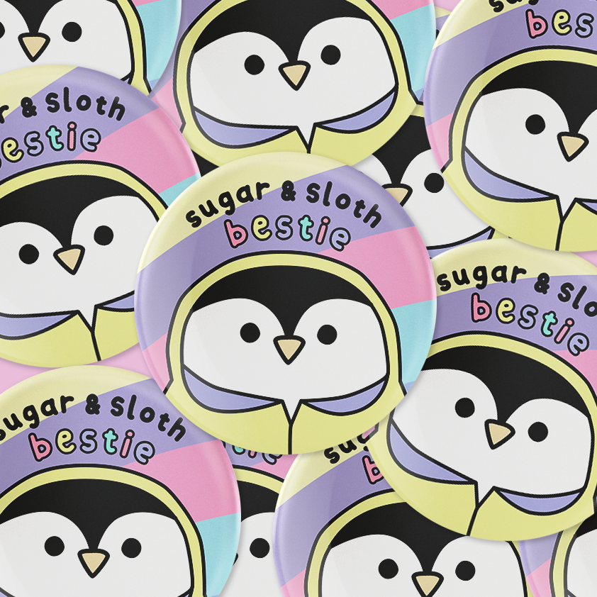Sugar & Sloth Bestie Button Badge