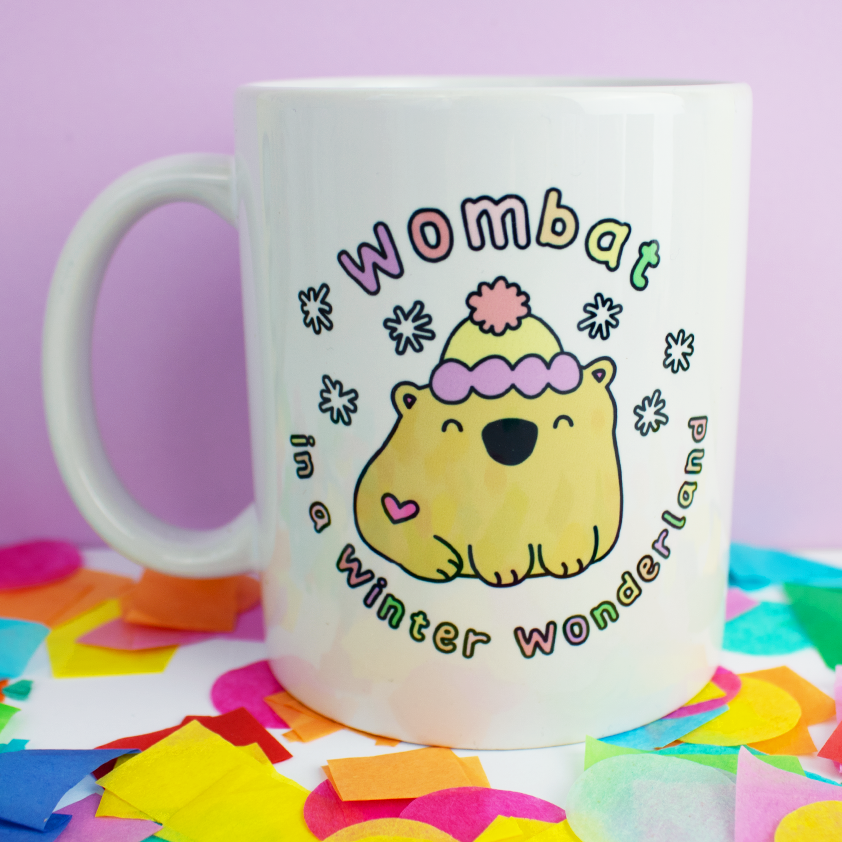 Wombat in winter wonderland Mug and Coaster Gift Set 