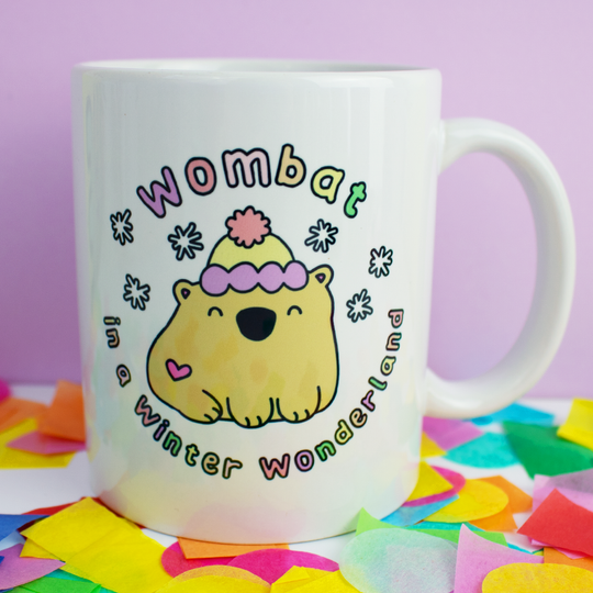Wombat in winter wonderland Mug and Coaster Gift Set 