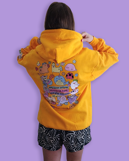 Hoodie of Dreams - Front, Back AND Sleeve Print - Mustard Yellow - Free UK, USA and EU Shipping