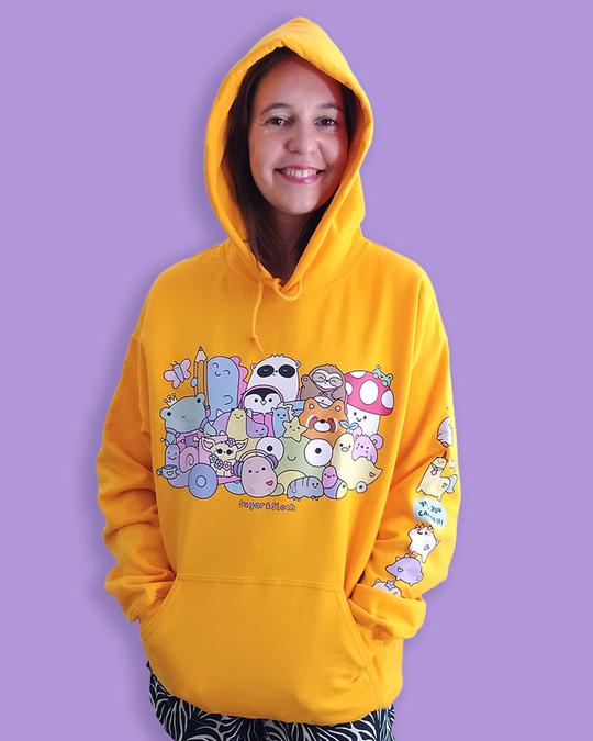 Hoodie of Dreams - Front, Back AND Sleeve Print - Mustard Yellow - Free UK, USA and EU Shipping