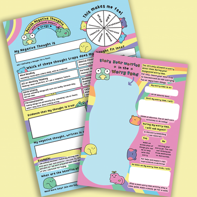 Banish Negative Thoughts & Emotional Support Frog Worry Pad - Set of two notepads