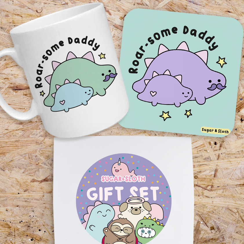 roar some daddy mug and coaster set