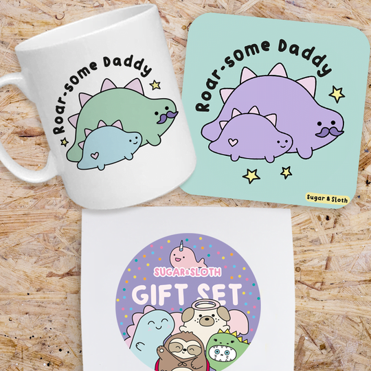 roar some daddy mug and coaster set