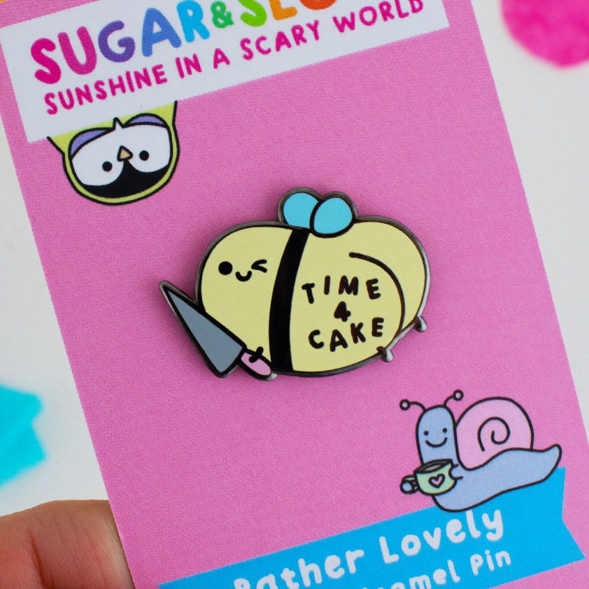 time for cake bumble bee butt enamel pin